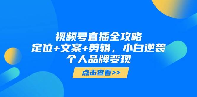 (5.19)视频号直播全攻略，定位+文案+剪辑，小白逆袭个人品牌变现