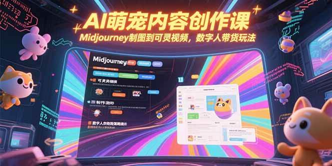 (7.6)AI萌宠内容创作课,Midjourney制图到可灵视频,数字人带货玩法